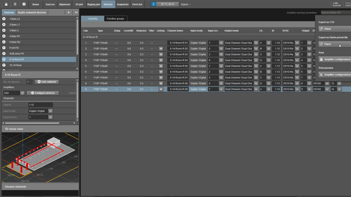d&b Soundscape Arraycalc Dante patch workflow